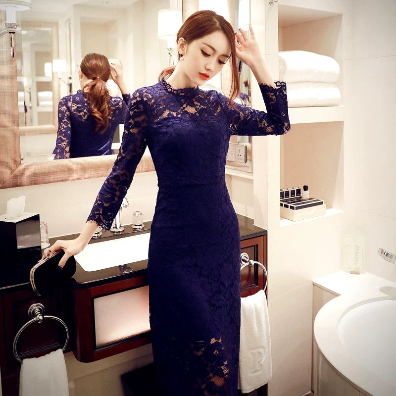 Women's Slim-Fit Bodycon Mesh Stitching Dress