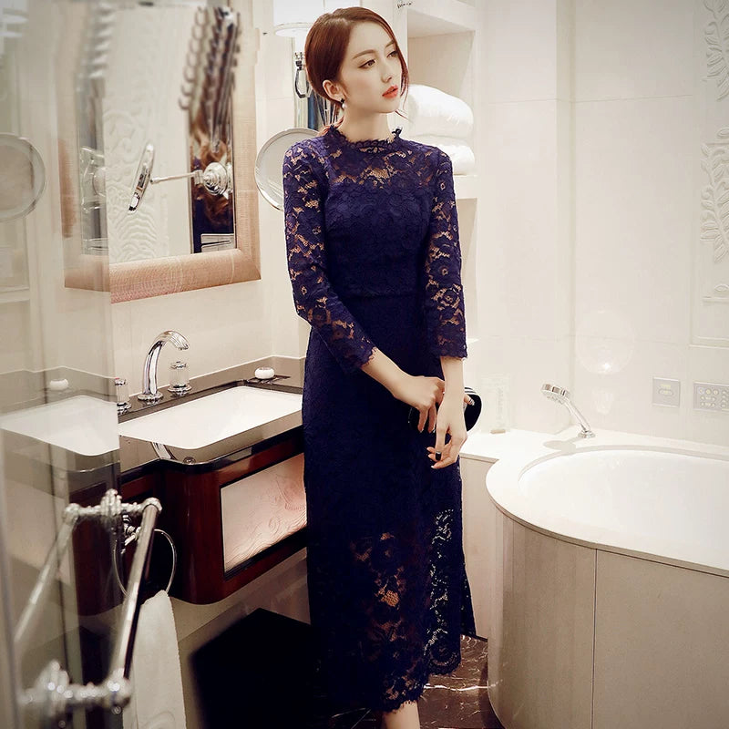 Women's Slim-Fit Bodycon Mesh Stitching Dress