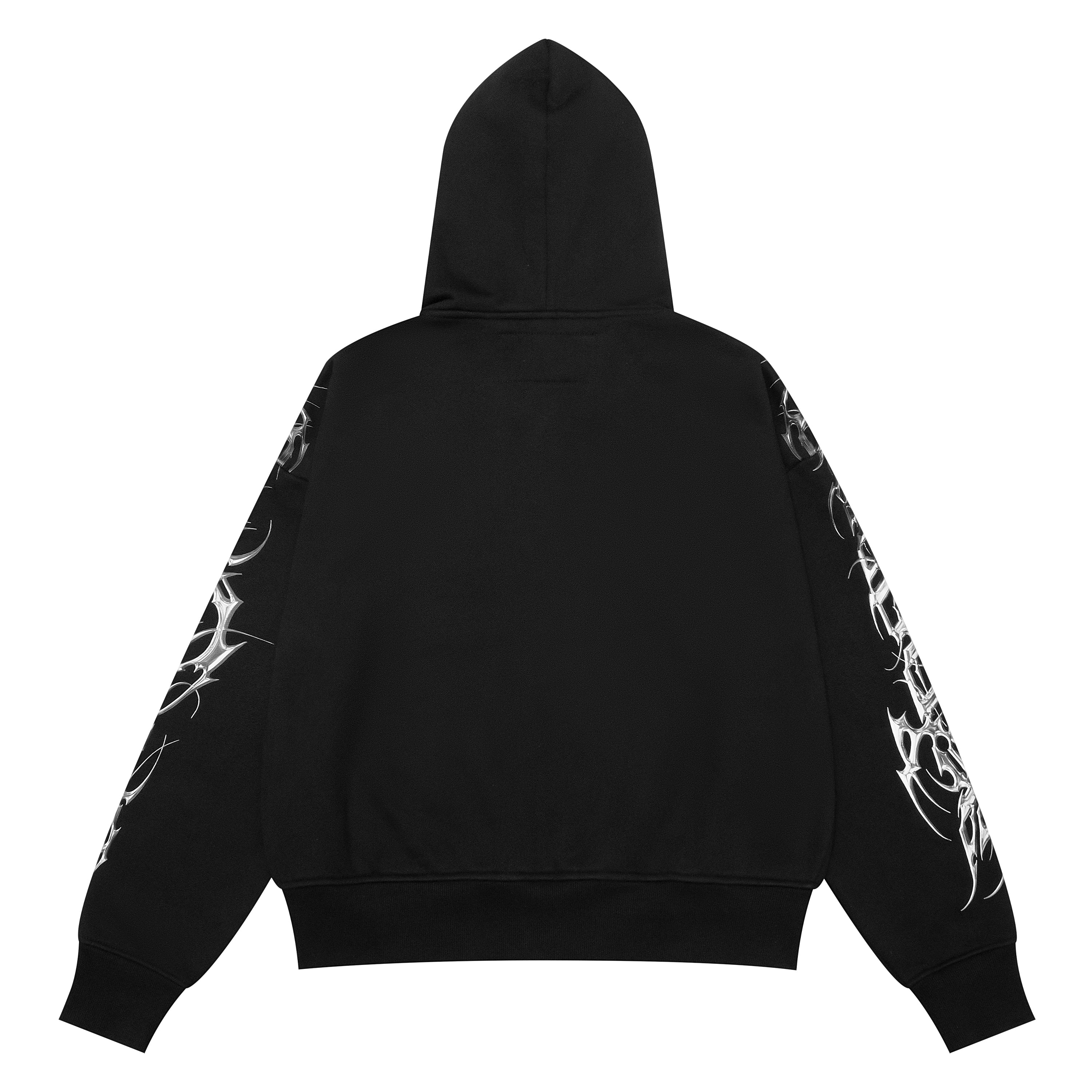 TRIBAMETAL Print Zip Up Hoodie