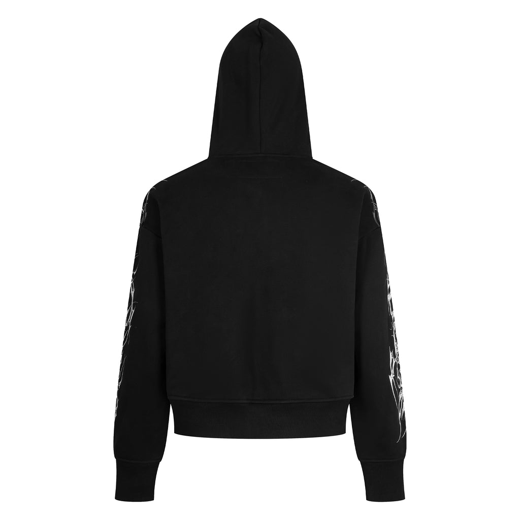 TRIBAMETAL Print Zip Up Hoodie