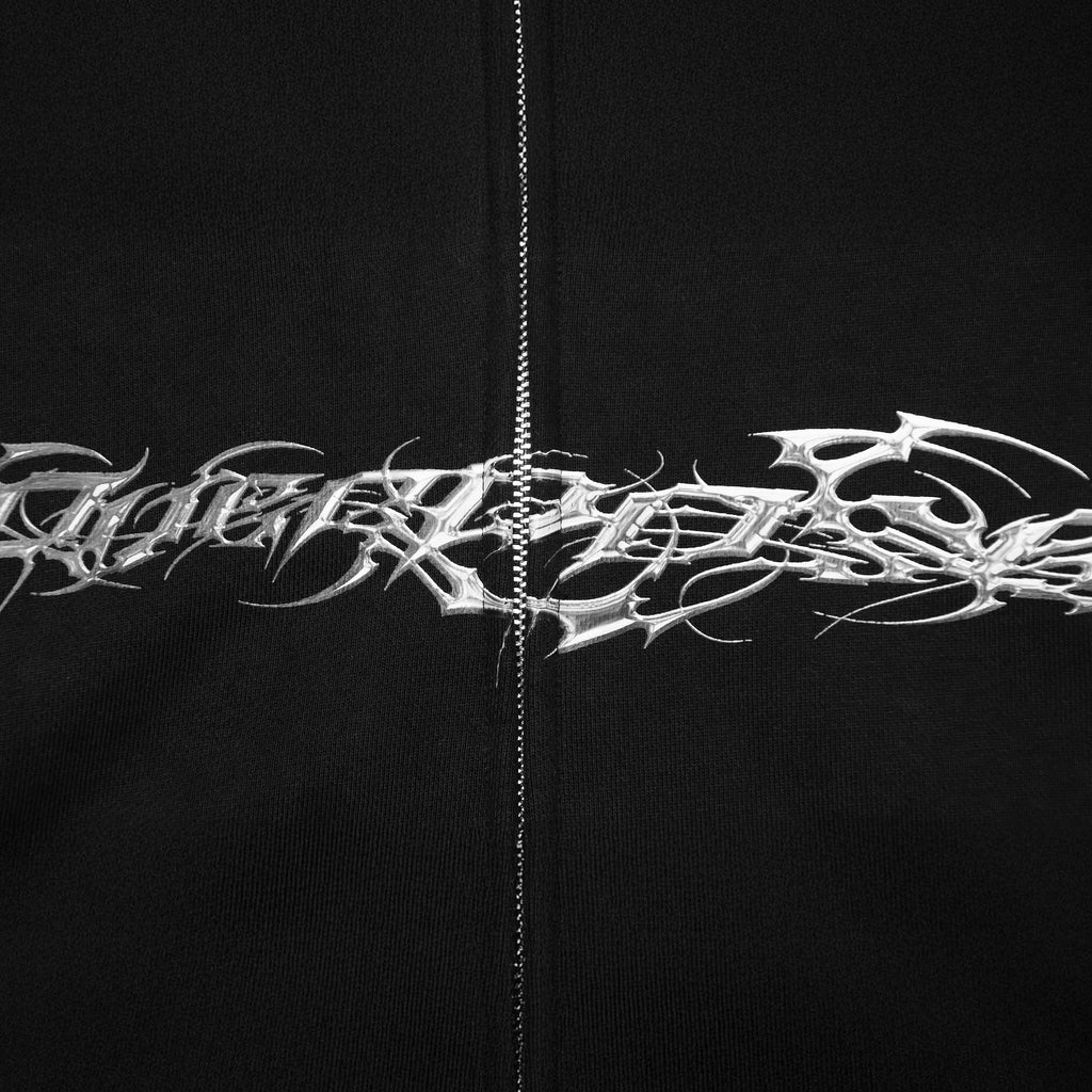 TRIBAMETAL Print Zip Up Hoodie