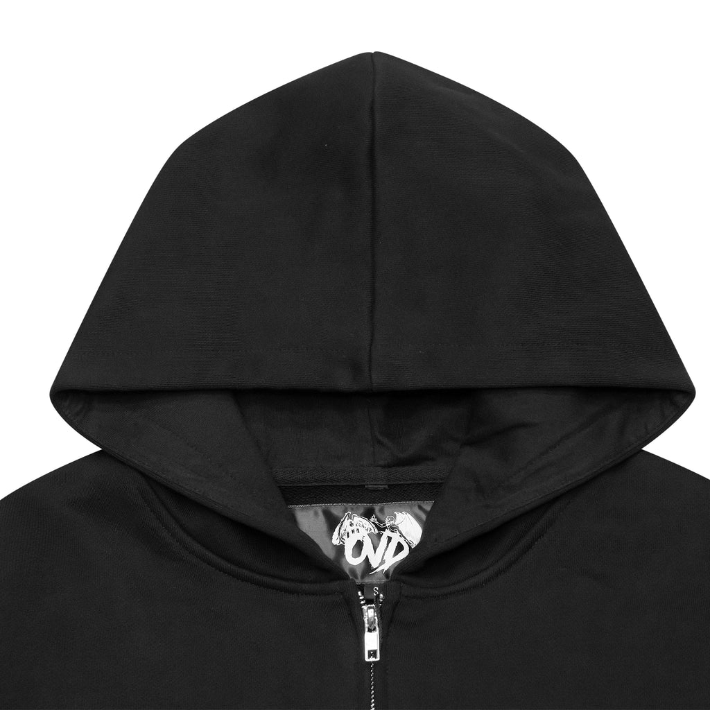 TRIBAMETAL Print Zip Up Hoodie