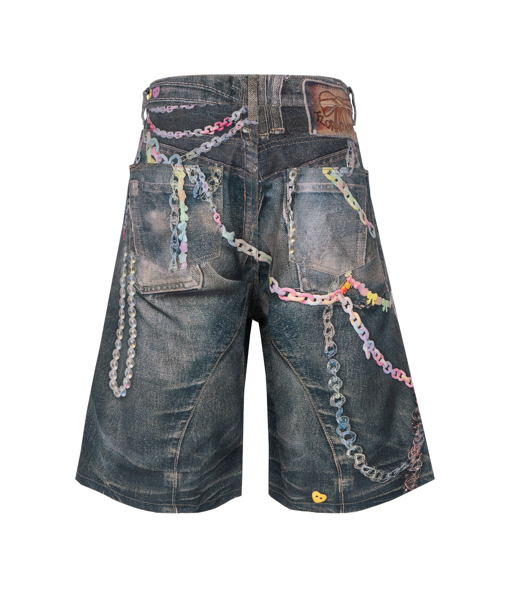 Lucky Graphic Print Denim Shorts – Heavyweight Relaxed Fit