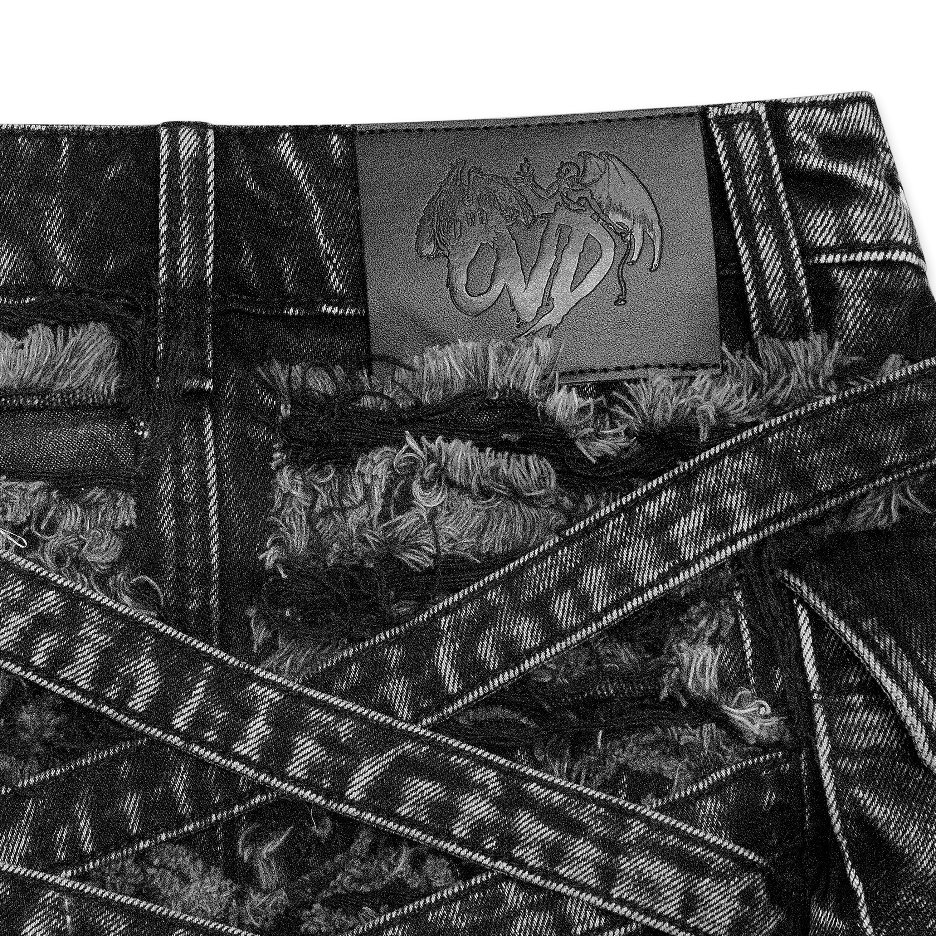 VENIM Destroyed Denim Mini Skirt - Washed Onyx