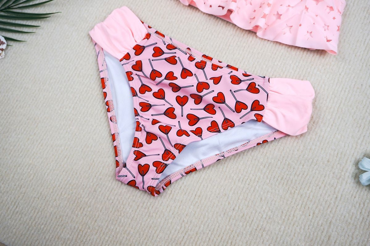 Girls' Pink Ruffle Two-Piece Swimsuit – Kids Bikini Set | Pink & Rose Pink