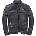 Men's Harley-Style Distressed Genuine Leather Motorcycle Jacket | Stand Collar Slim Fit