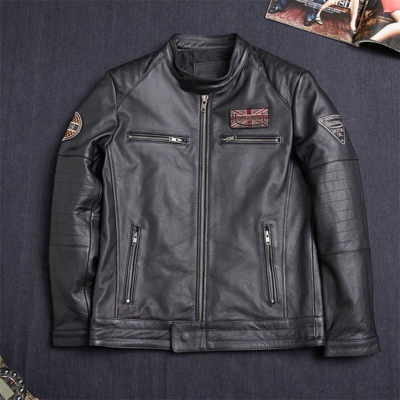Men's Genuine Leather Motorcycle Jacket | Vintage Moto Biker Jacket