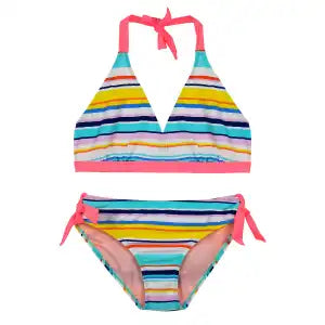 Girls' Colorful Ruffle Halter Bikini Set – Kids Swimwear | Tangerine & Lemon